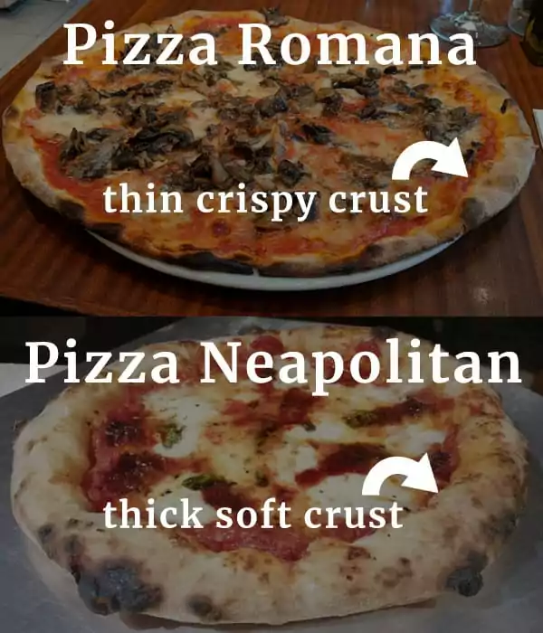 Romana style vs Neapolitan style pizza