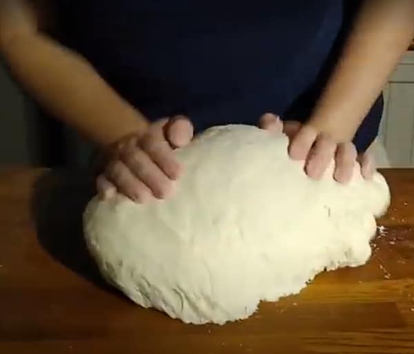 Kneading a large dough ball