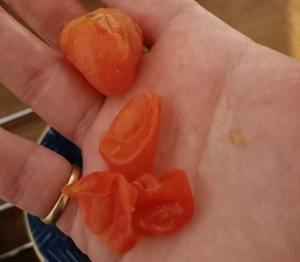 Peeled cherry tomato
