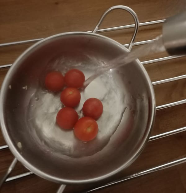 Peeling cherry tomatoes