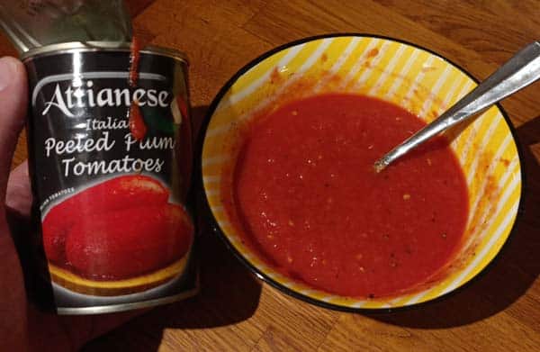 Tinned tomatoes for pizza