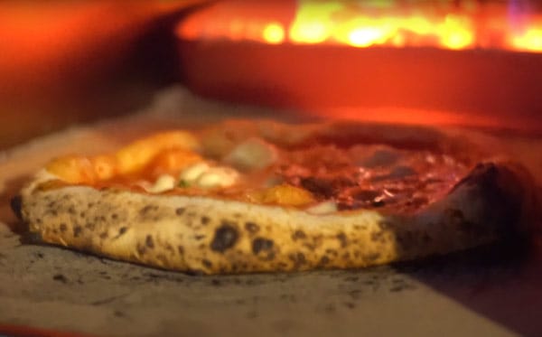 Sourdough pizza in oven